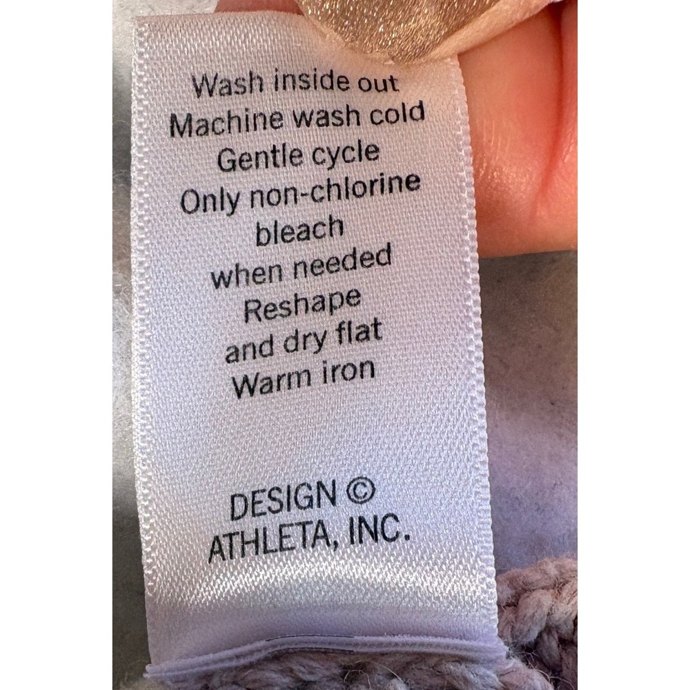 Athleta Tan Cable Knit Cotton Cashmere Sweater Dress Sleeveless Size M 773826 - Picture 6 of 6